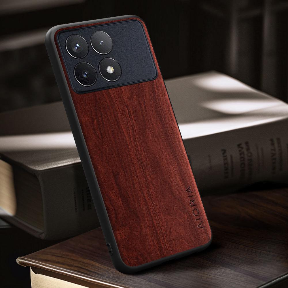 Case for Poco X6 Pro F6 Pro funda bamboo wood pattern Four-corner Explosion-proof back cover Poco M6 Pro