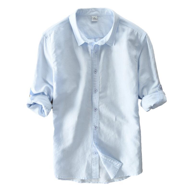 Designer Italy Style 100% Linen Long-sleeved Shirt Men  Casual 5 Colors Solid White Shirts For Men Top Camisa Chemise