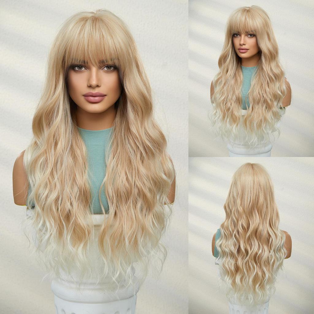 BLONDE UNICORN Длинный синтетический парик коричневого цвета с омбре, волнистые парики с челкой, парики для косплея для женщин, вечерние, термостойкое волокно
