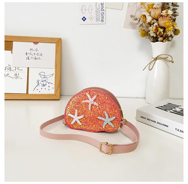 Childrens Cartoon Starfish Sequin Shoulder Bag With Zipper Pocket For Daily Use