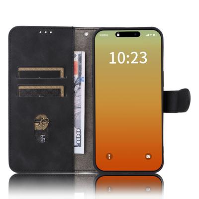 Для iPhone 15 Pro Max Кожаный чехол для телефона с эффектом «кожа касания» Подставка Кошелек Защитный чехол для телефона