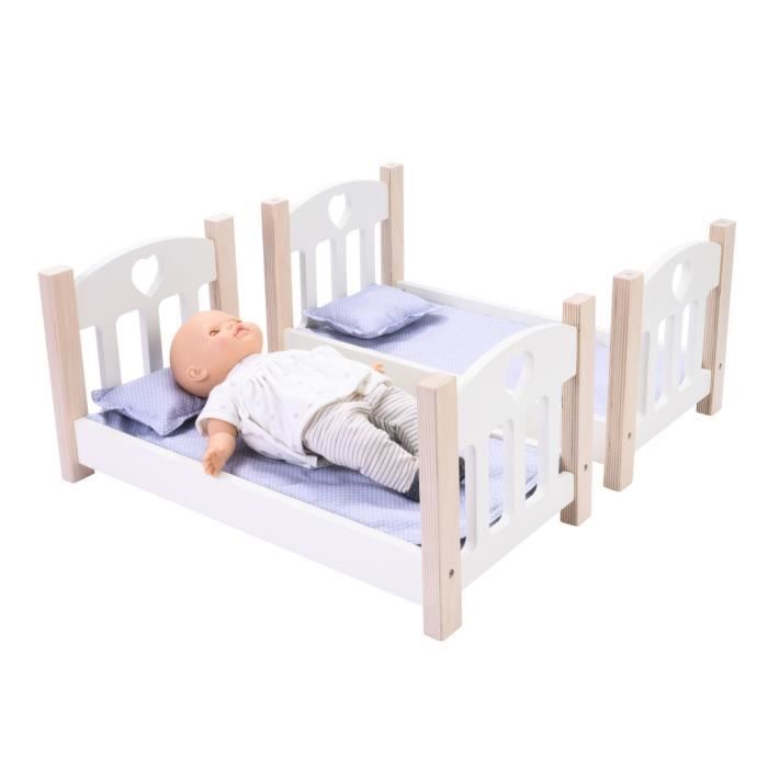 Lits superposés - Engelhart - 606010 - Bois massif - 2 places - Gris et blanc