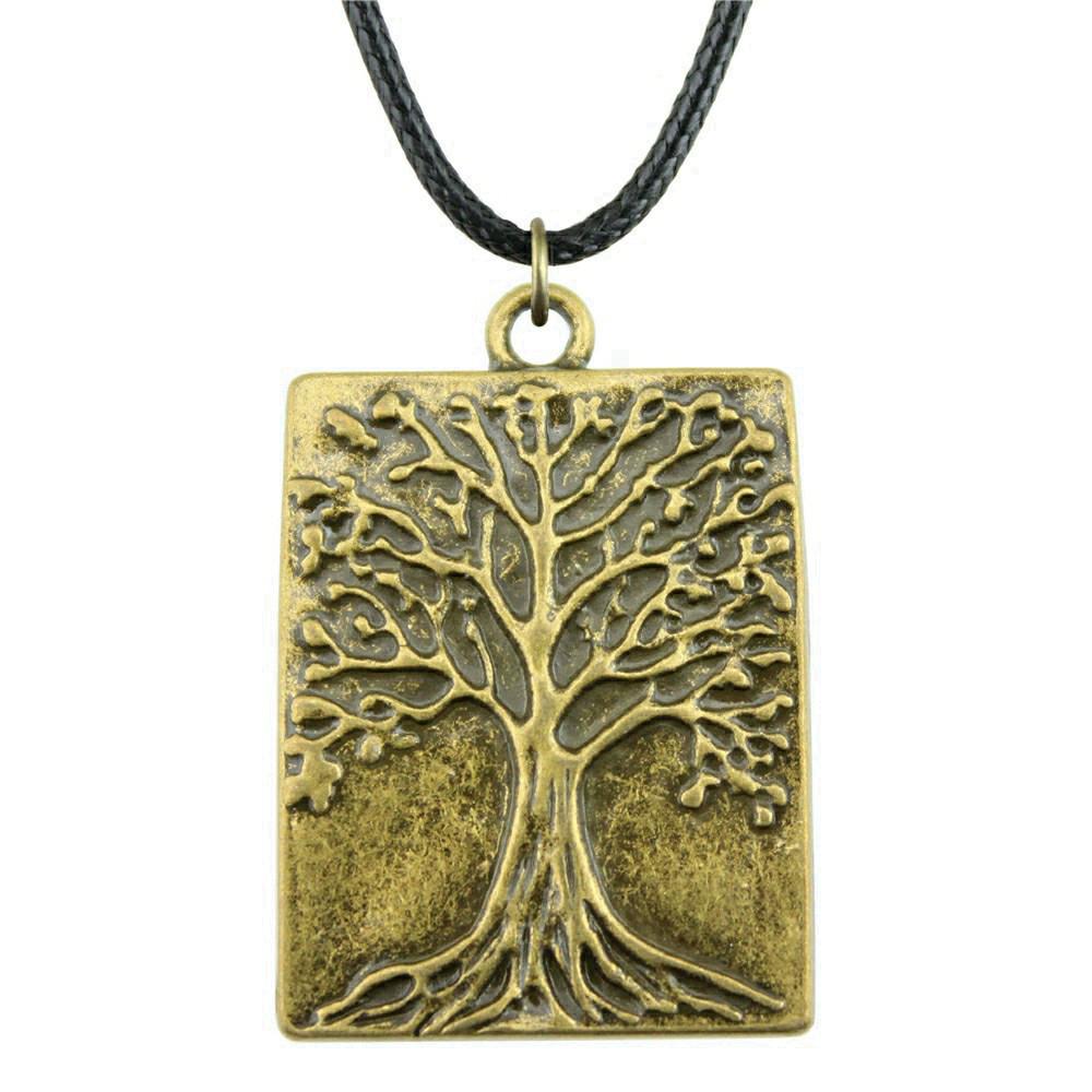 Антикварный кулон-ожерелье "Древо Жизни" Nature Boho Statement Jewelry 45см Кожаная цепочка