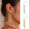 1шт инкрустированные серьги-клипсы C-образной формы с геометрической кисточкой и кисточками на каждый день