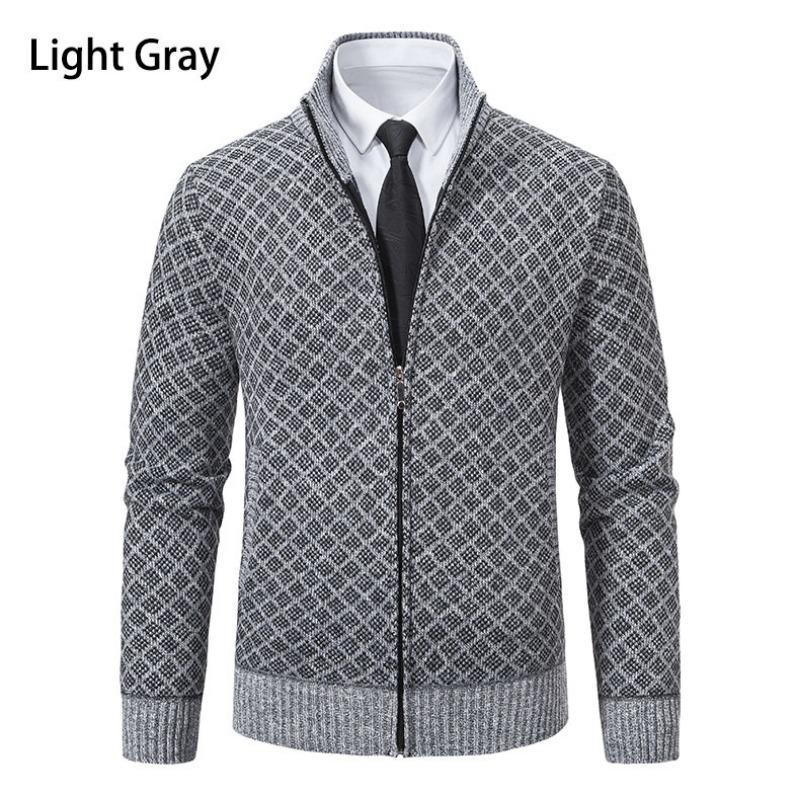 Men S Fashion Plaid Jacket Loose Fit Long Sleeve Casual Knit Coat