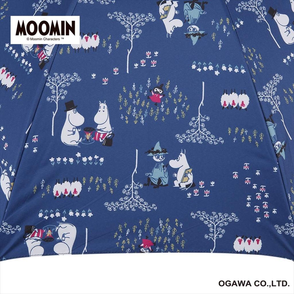 Ogawa Moomin Parasol Folding Family Heat For Sunny or Rainy Water Gift 56134 Umbrella, Women's, Time, UV99.9% Cut, Shielding, Weather, Repellent,