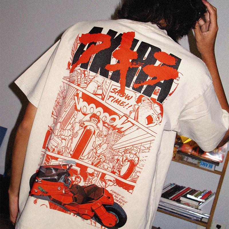 Akira Anime Men's Short-Sleeve T-Shirt Printed T-Shirt Street Style Retro Summer Casual Top Japanese Comic Style Y2K Clothing