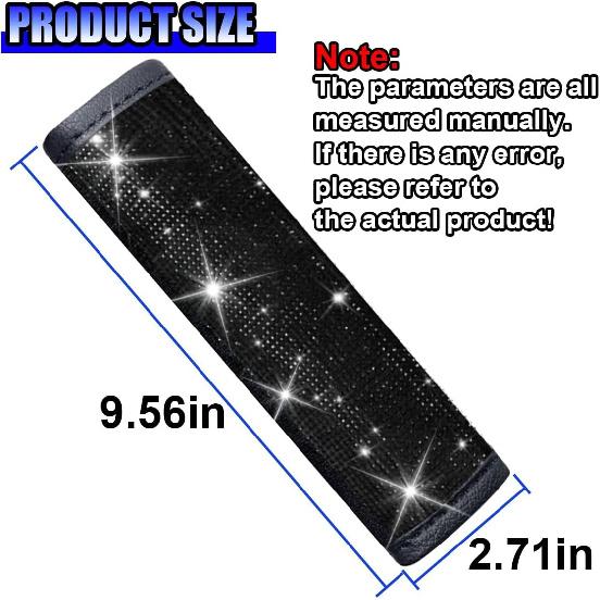 2PCS Bling Car Seat Belt Shoulder Pads, Rhinestone Auto Seatbelt Cushion, Vehicle Seat Strap Cover for Women, Car Interior Decoration Accessories for