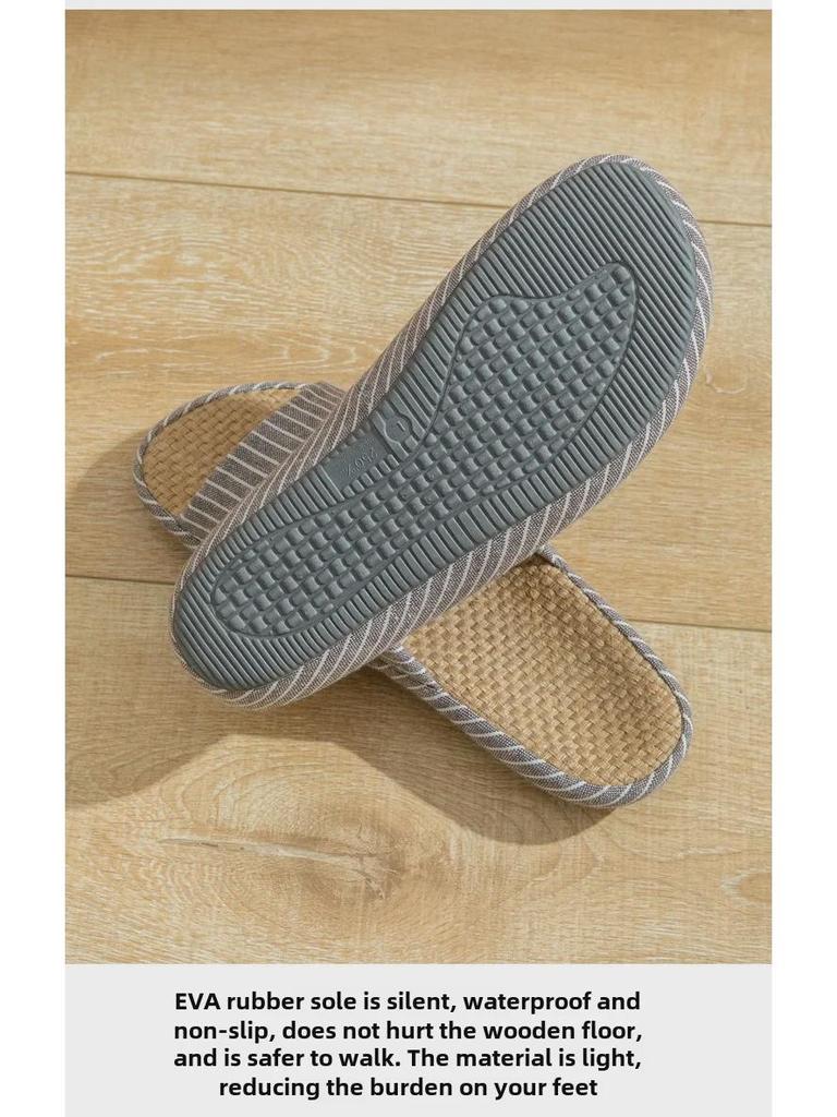 Летние льняные тапочки Jingshilu: Бесшумные домашние сандалии в японском стиле для пар