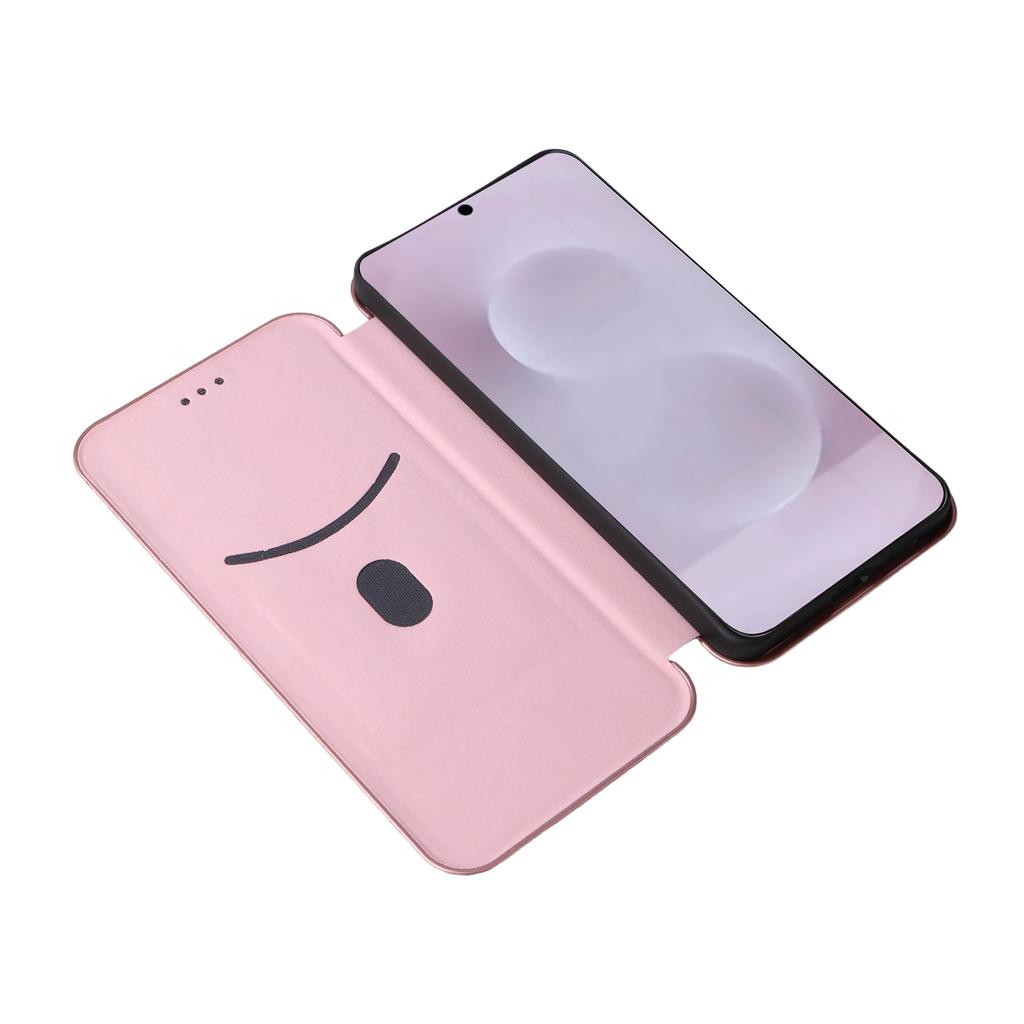 For Samsung Galaxy S25 Edge Case Carbon Fiber Texture Drop-Proof PU Leather Phone Cover