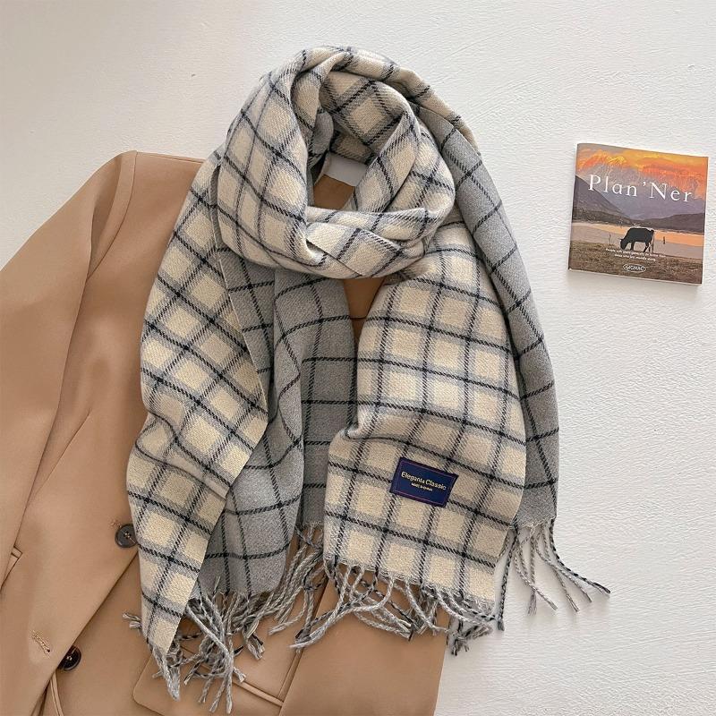 Осень и зима новый универсальный шарф женский утолщенный вязаный толстый бахромчатый теплый шарф имитация кашемира шаль