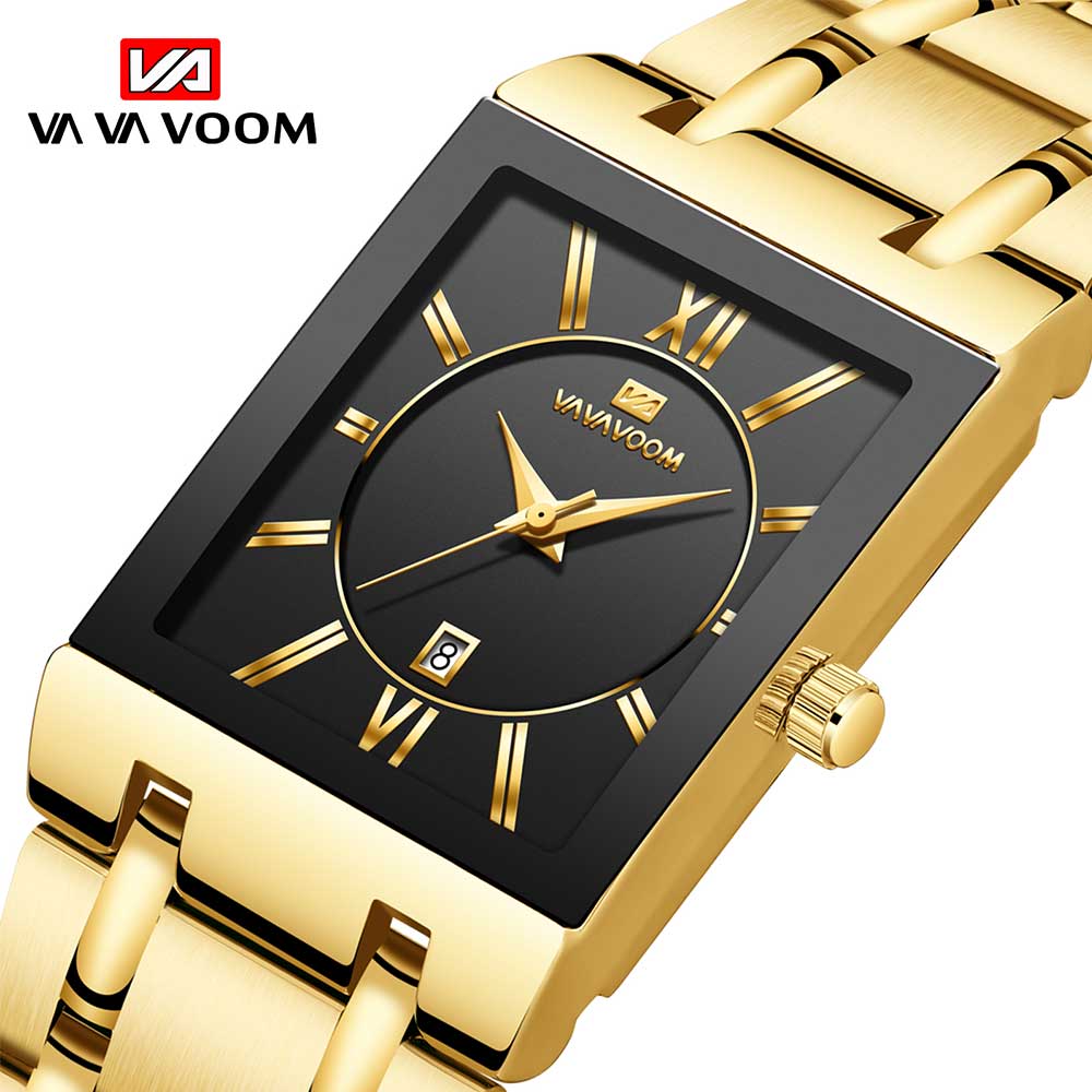 VA VA VOOM Relogio Masculino Спортивные золотые часы Мужские супер мужские часы Лучший бренд Роскошные золотые кварцевые часы из нержавеющей стали 30 м Водонепроницаемые наручные часы
