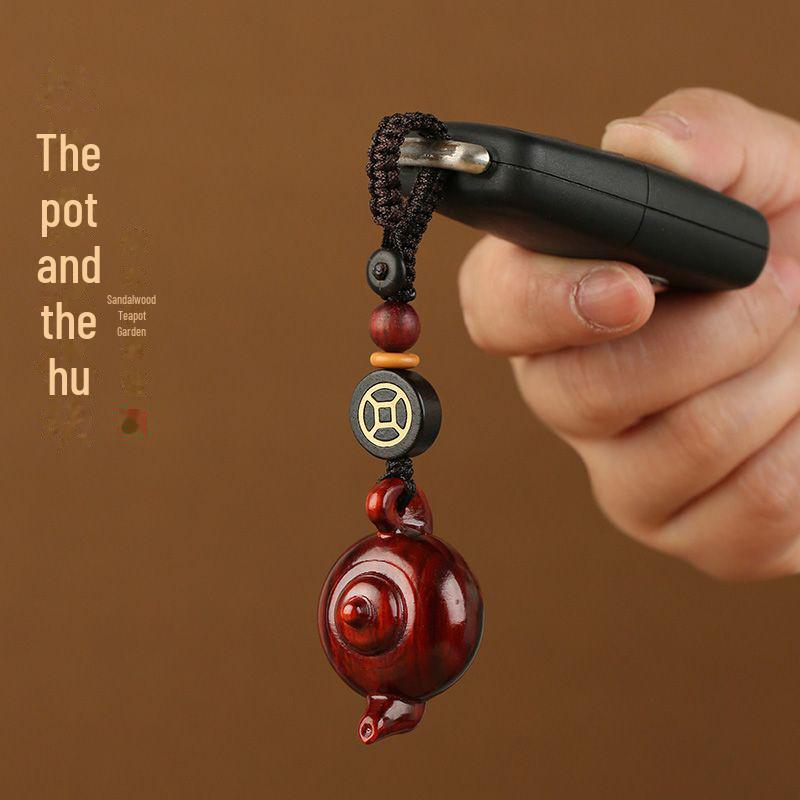 Подвеска-брелок в виде чайника из розового дерева для мужчин и женщин - небольшие ручные украшения