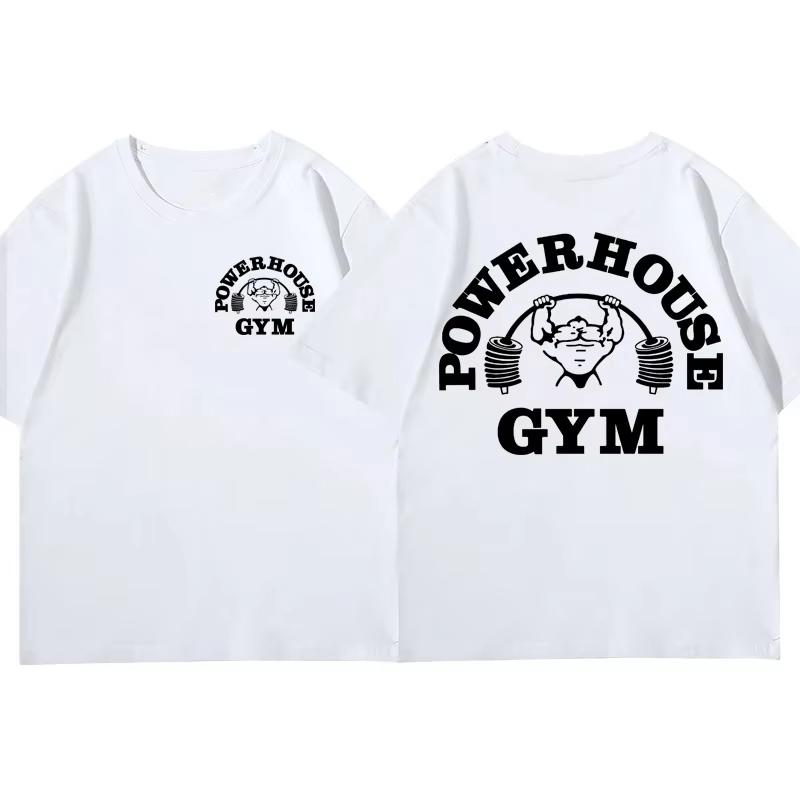 Графическая футболка Powerhouse Gym Мужская Женская Летняя Оверсайз с Коротким Рукавом Хлопковые Футболки Харадзюку Повседневная Фитнес Винтажная Спортивная Майка