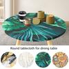 Elastic Round Tablecloth Polyester Waterproof Tablecloth Cover with Pattern Decorative Desktop Protective Cover for Dining Table