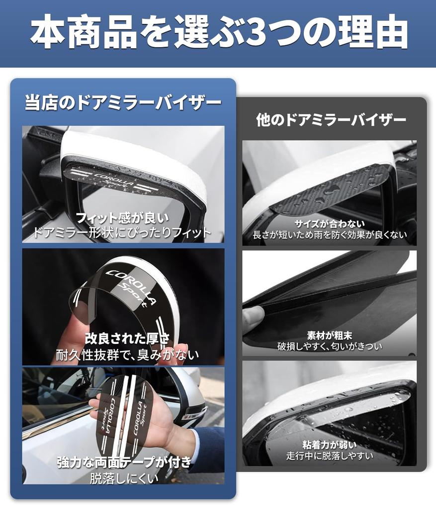 Эксклюзивные козырьки боковых зеркал COROLLA Sport, Для автомобилей, Включает логотип Corolla Sport, Защита от дождя,