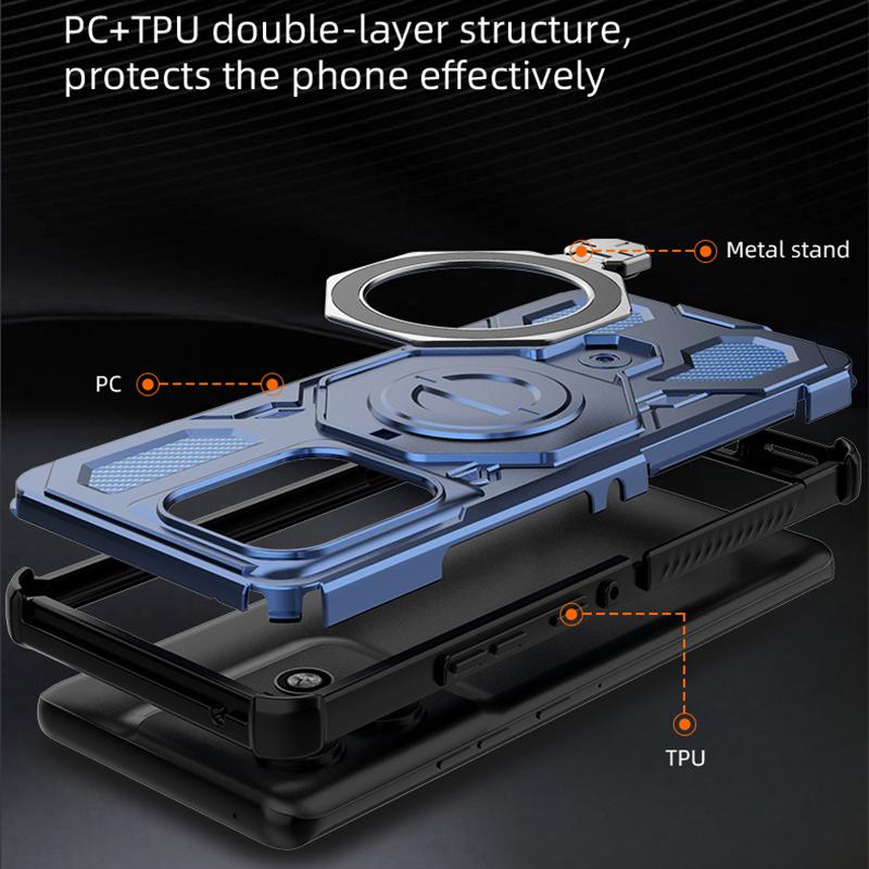 KEYSION Shockproof Magnetic Case for Motorola Edge 50 Pro 5G Upright Live Metal Ring Stand Phone Back Cover for MOTO Edge 50 5G