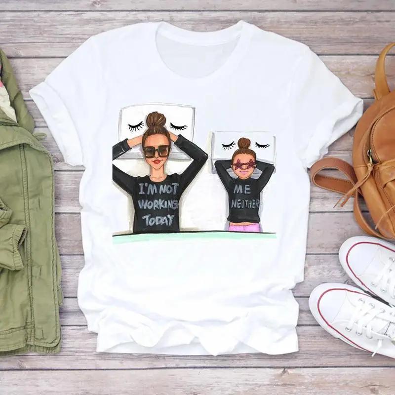 Mama Girl Graphic Print Women T Shirt Casual Harajuku Y2K Tops Tee Crewneck Short Sleeve Lady Clothes