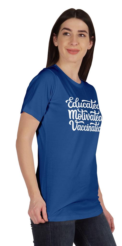 Inkmeso Educated Motivated Vaccinated Funny Pro Vaccine Crew Neck T-shirt For