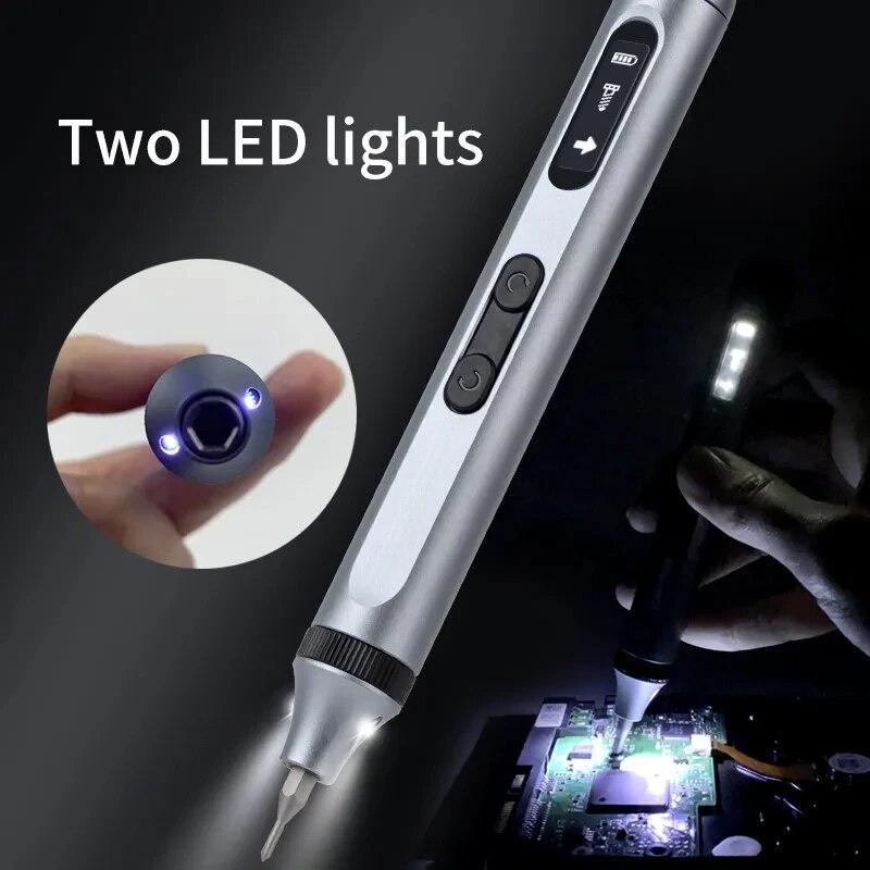 Прецизионная электрическая отвертка многофункциональная бесшумная прочная батарея срок службы перезаряжаемая разборка ремонтный набор головок