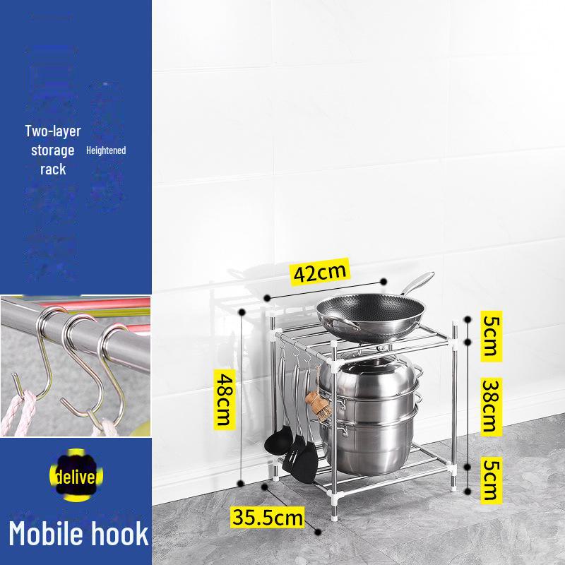 Многоуровневая напольная подставка для кастрюль и раковин из нержавеющей стали — простая установка