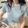 Ayollar uchun moda kundalik qisqa yengli O-bo'yin futbolka va top