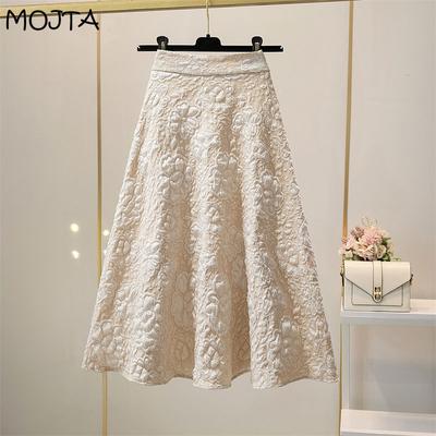 Весенне-осенняя женская юбка-зонтик средней длины с высокой талией и цветочным принтом, а-силуэта