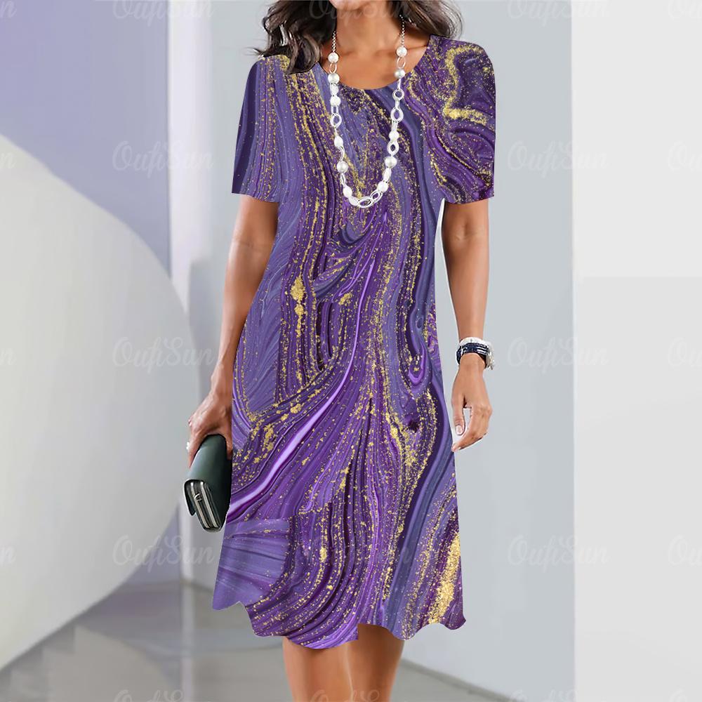 2024 Новые женские платья с графическим принтом Элегантные и красивые платья миди больших размеров Женское летнее цельное платье