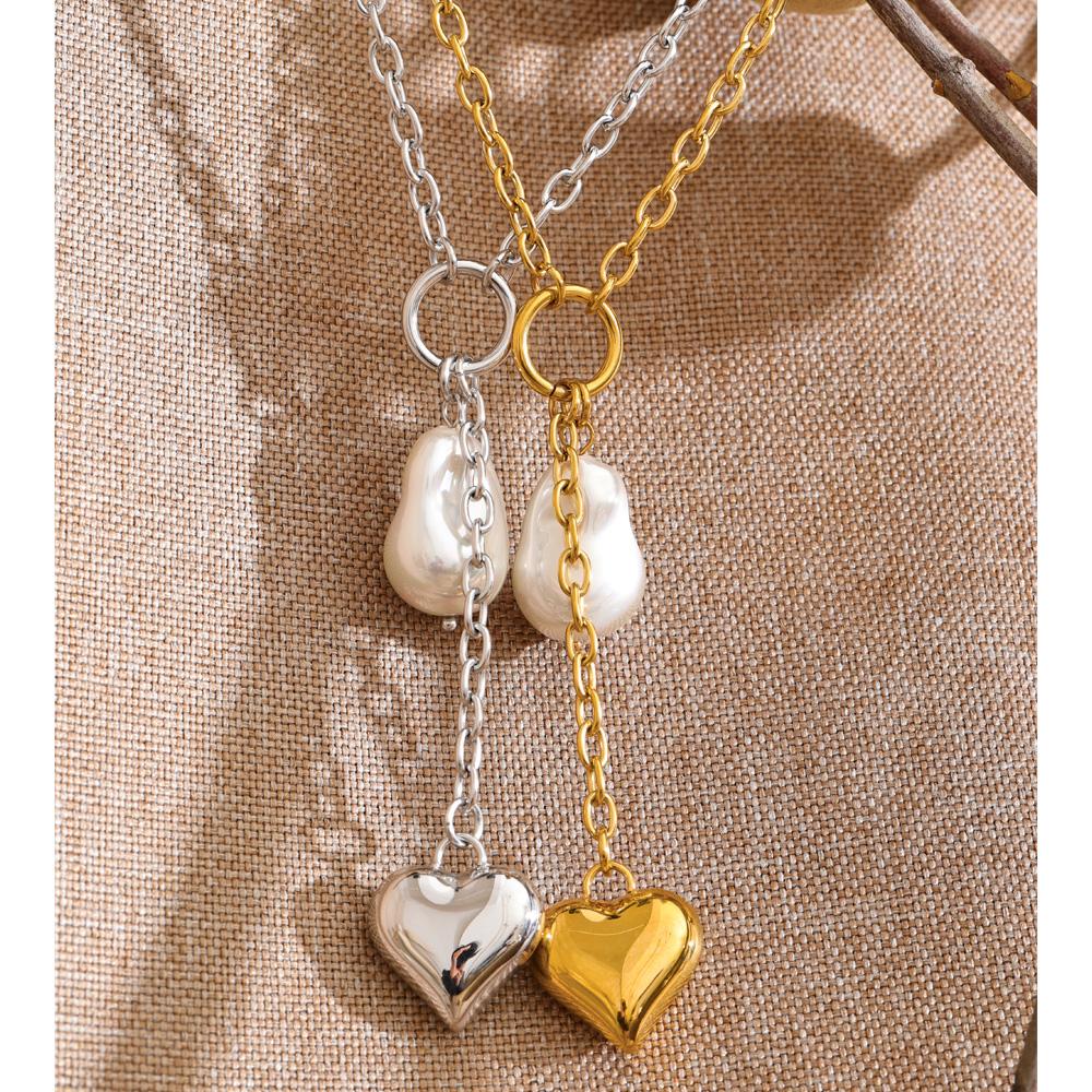 Eetit Нержавеющая сталь Барокко Имитация жемчуга Сердце Цепочка Подвеска Ожерелье Защита от ржавчины Популярная Мода Очаровательные Украшения 2026