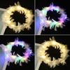 LED Wreath Imitation Goose Feather Decor Colorful Luminous Lightweight Angle Crown Headband Women Headdress Wedding Christmas Party Gift Photo Prop
