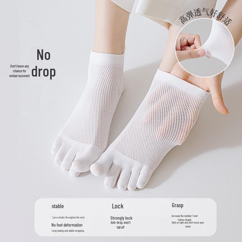 Женские дышащие хлопковые носки с пальцами - Летние тонкие, антибактериальные, против запаха, влагоотводящие, короткие спортивные носки