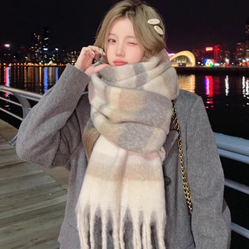 Winter Women'S New Imitation Cashmere Scarf Meilad High End Korean Edition Warm Retro Fashion Versatile Thick Shawl