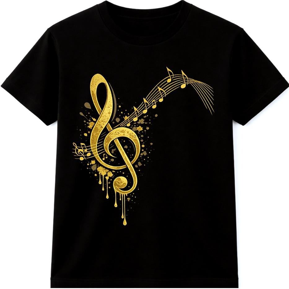 Music Note TShirt Treble Clef Musical Lover Gift Colourful Vintage Graphic Tee