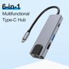 6-in-1 Type-C Hub Multifunctional Type-C Converter Aluminum Alloy Shell with 100M RJ45 HD USB3.0 PD