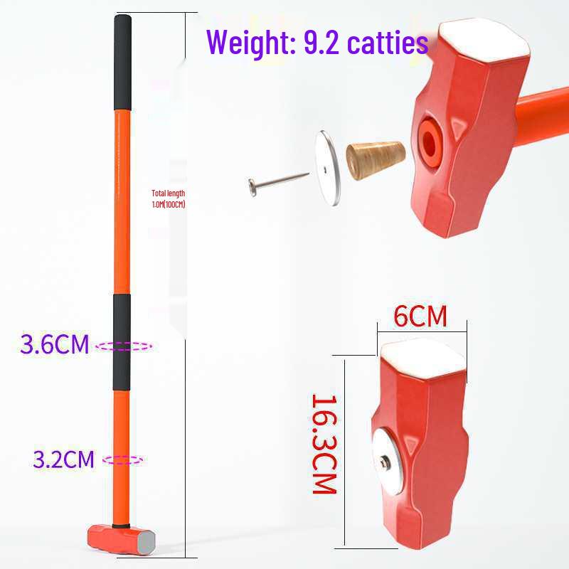 Сверхпрочный большой кувалда: Взрывозащищенный стальной молоток каменщика, восьмигранный, с ручкой, для колки камня и стен.