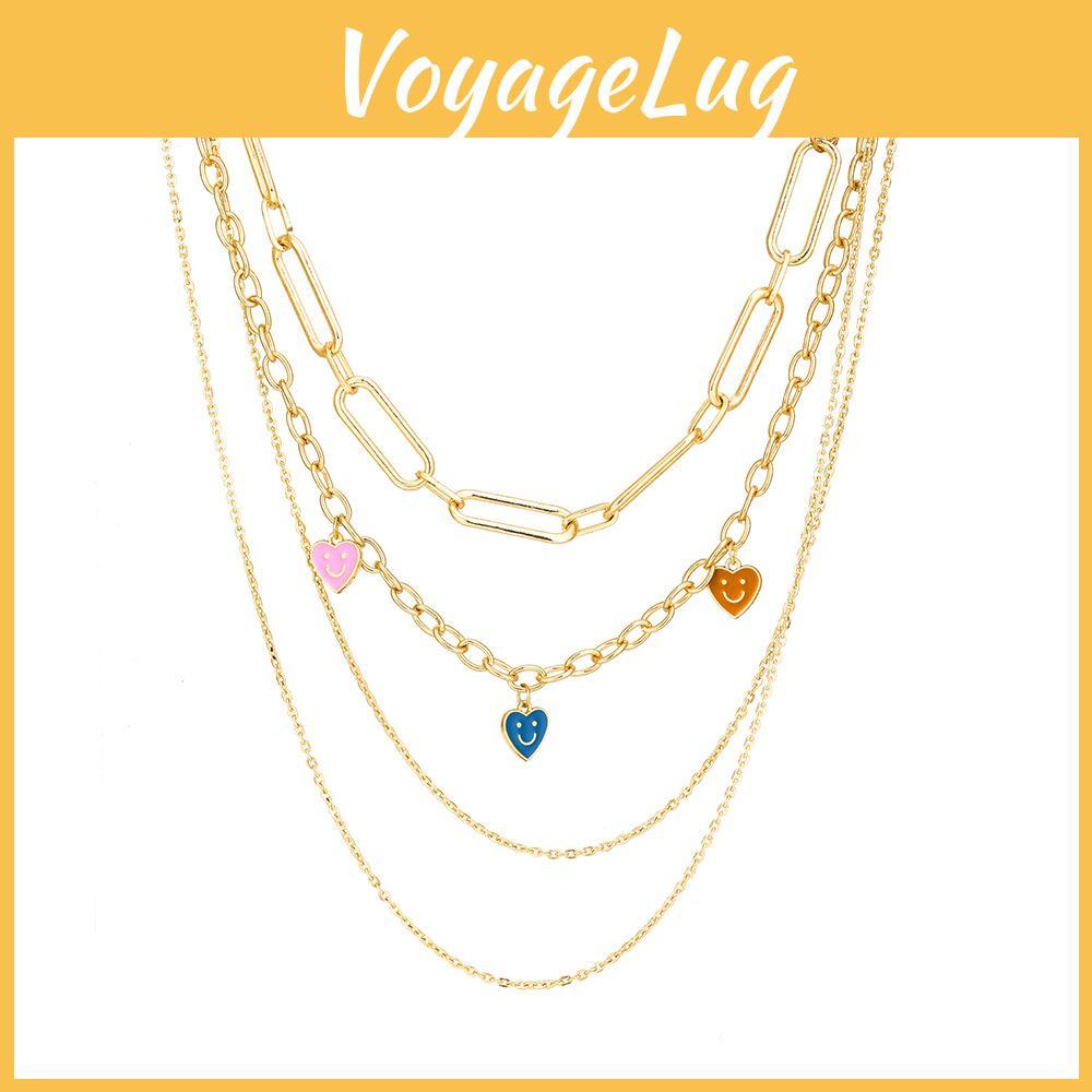 Trendy Gold Multi-layered Geometric Chain Necklace Stylish Fashionable Jewelry For Women