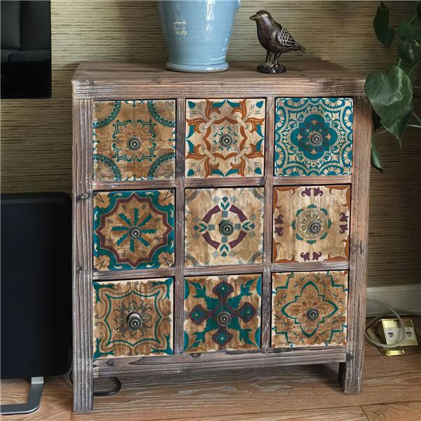 24PCS  Creative Kitchen Tile Stickers Waterproof Mandala Flowers Tile Paste Self-adhesive Wallpaper Bedroom Decoration Stickers