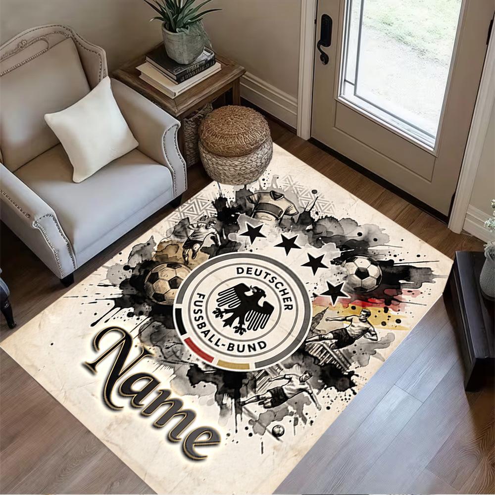 German Football Crest Artwork Floor Rug Office Rug Design for Entryway Playrooms Dining Room Hallway Anti-slip Rug Decorate Offices Gift for Festivals