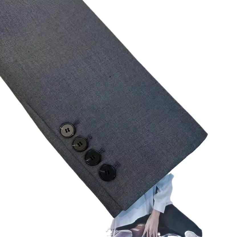 Женский свободный серый весенний пиджак - новый корейский стиль, модный и приталенный.