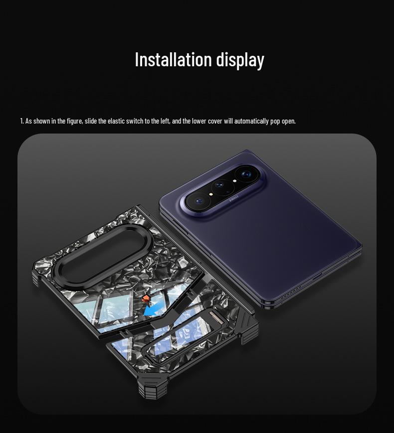 Металлическая безрамочная складная чехол-книжка Huawei Puraxmax с защитой шарнира и мраморной текстурой