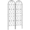 Climbing Plant Support With Lotus Pattern Set Of 2 Garden Trellises For Vines Flowers Vegetables Metal 50 X 180 Cm Black