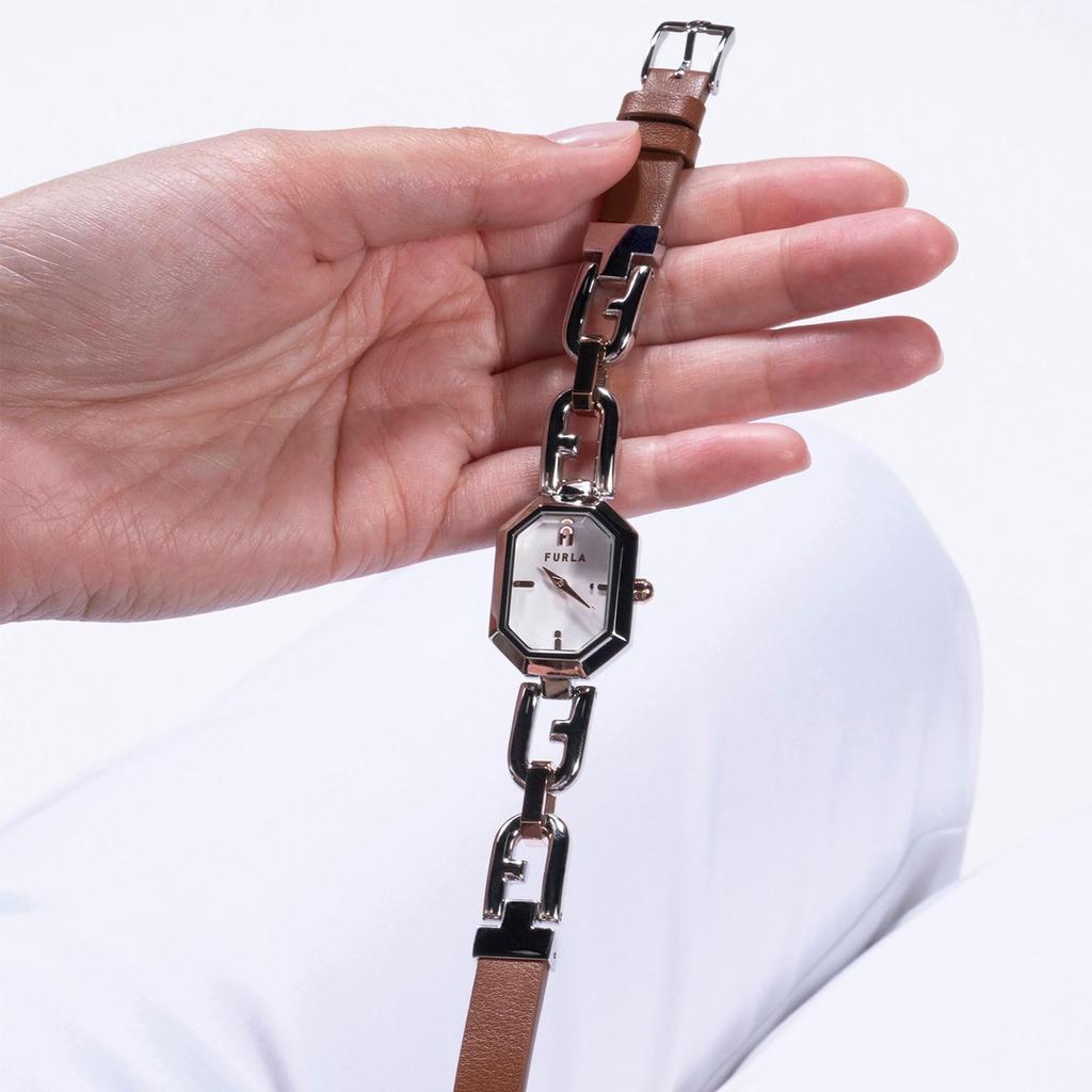 Watch OCTAGONAL Silver Dial Stainless Steel Mineral Glass Quartz Daily Waterproof China Watch WW00044006L5 Brown [Furla] 27.5MM Women's [Item]