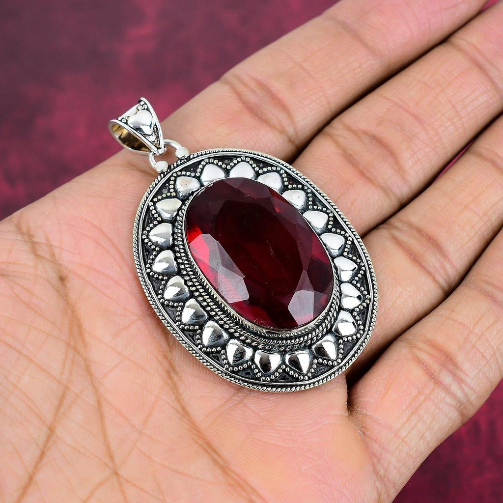 Подвеска из цельного серебра 925 пробы с гранатом, подвеска из драгоценного камня ручной работы, подарок жене, абсолютно новый кулон