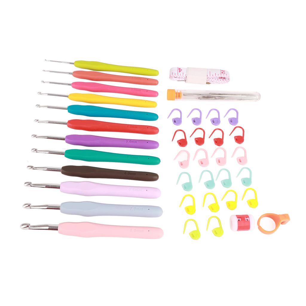 46pcs Crochet Hook Set with Workbag Colored Easy To Identify Ergonomic Crochet Needle Knitting Hook