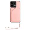 For Xiaomi Poco X6 5G/Xiaomi Redmi Note 13 Pro 5G Case Card Holder Kickstand Skin-Touch Phone Cover with Wrist Strap