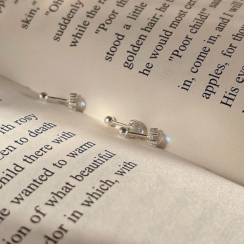 1 пара сережек-гвоздиков с лунным камнем в форме уха и гвоздя для женщин и девочек