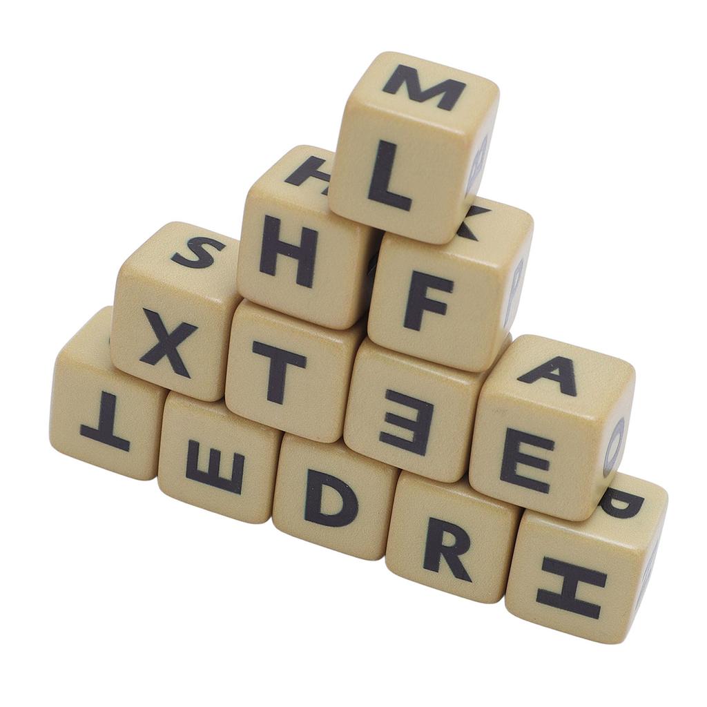 Кроссворд с 6-гранными кубиками Набор из 12 кубиков с буквами Игры в слова Креативная игра Кубики с английскими буквами с футляром для кемпинга, обучения