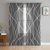 Twisted Lines Modern Art Grey Sheer Curtains Home Window Decorations Voile Tulle Curtains For Living Room Bedroom Kitchen