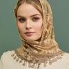 1pc Rose Pattern Lace Triangle Hijab Scarf Thin Breathable Tassel Shawl Elegant Style Windproof Sunscreen Head Wrap