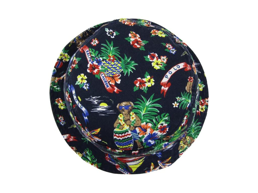 (Polo Ralph Lauren) Men's and Women's Polo Bear Aloha Print Cotton Bucket Hat Cap 0108982-LXL-BRWNPRNT [Product]